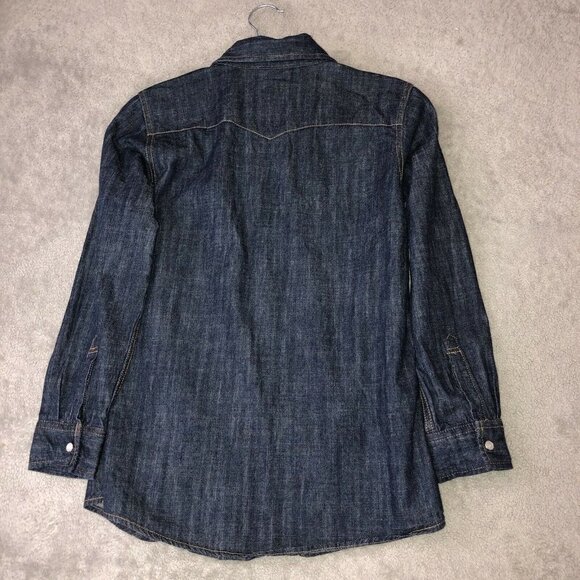 LEVIS Youth Western Dark Wash Denim Pearl Snap Long Sleeve Shirt Size M - Picture 8 of 11